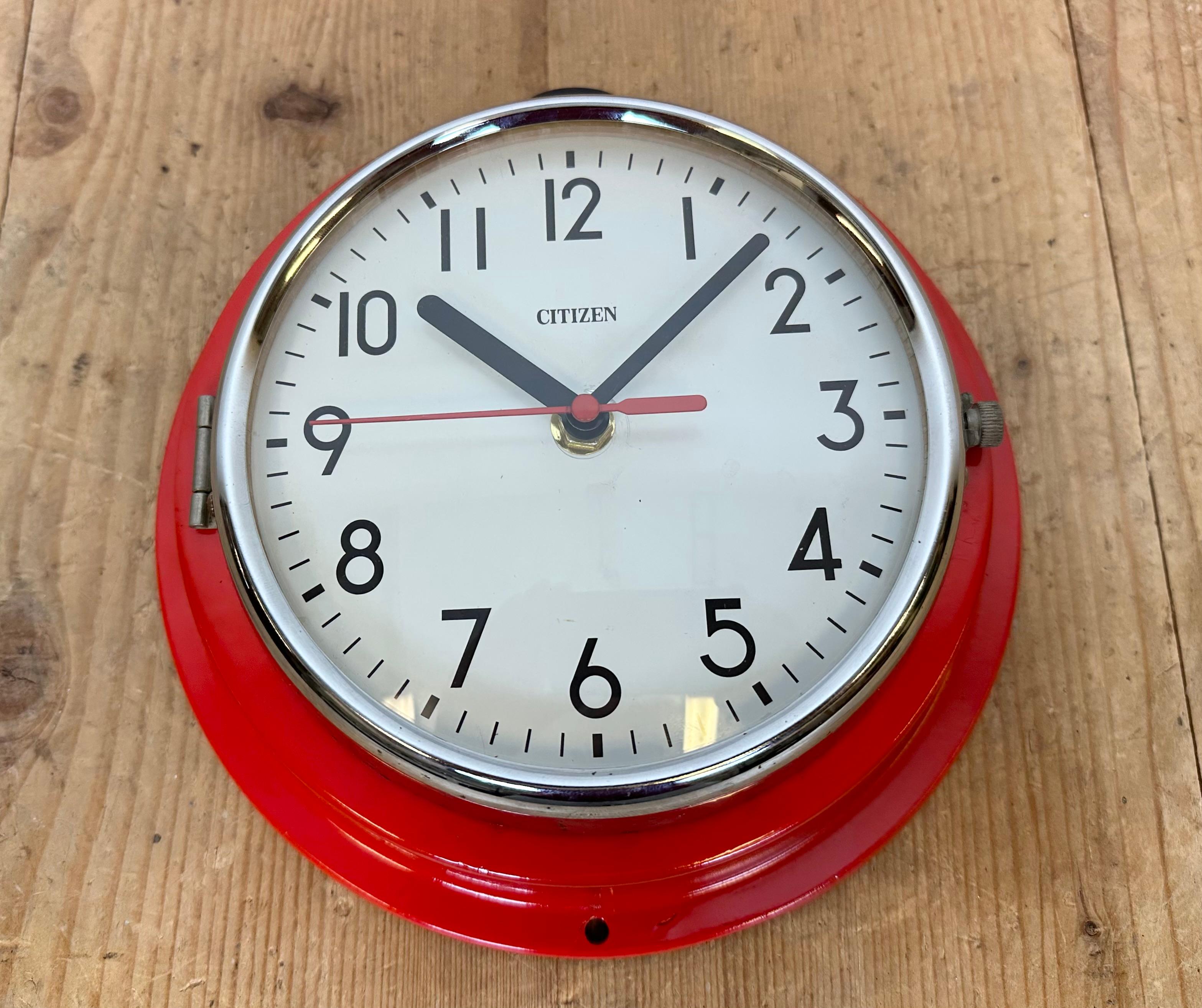 Vintage Red Citizen Maritime Wall Clock, 1970s For Sale 2