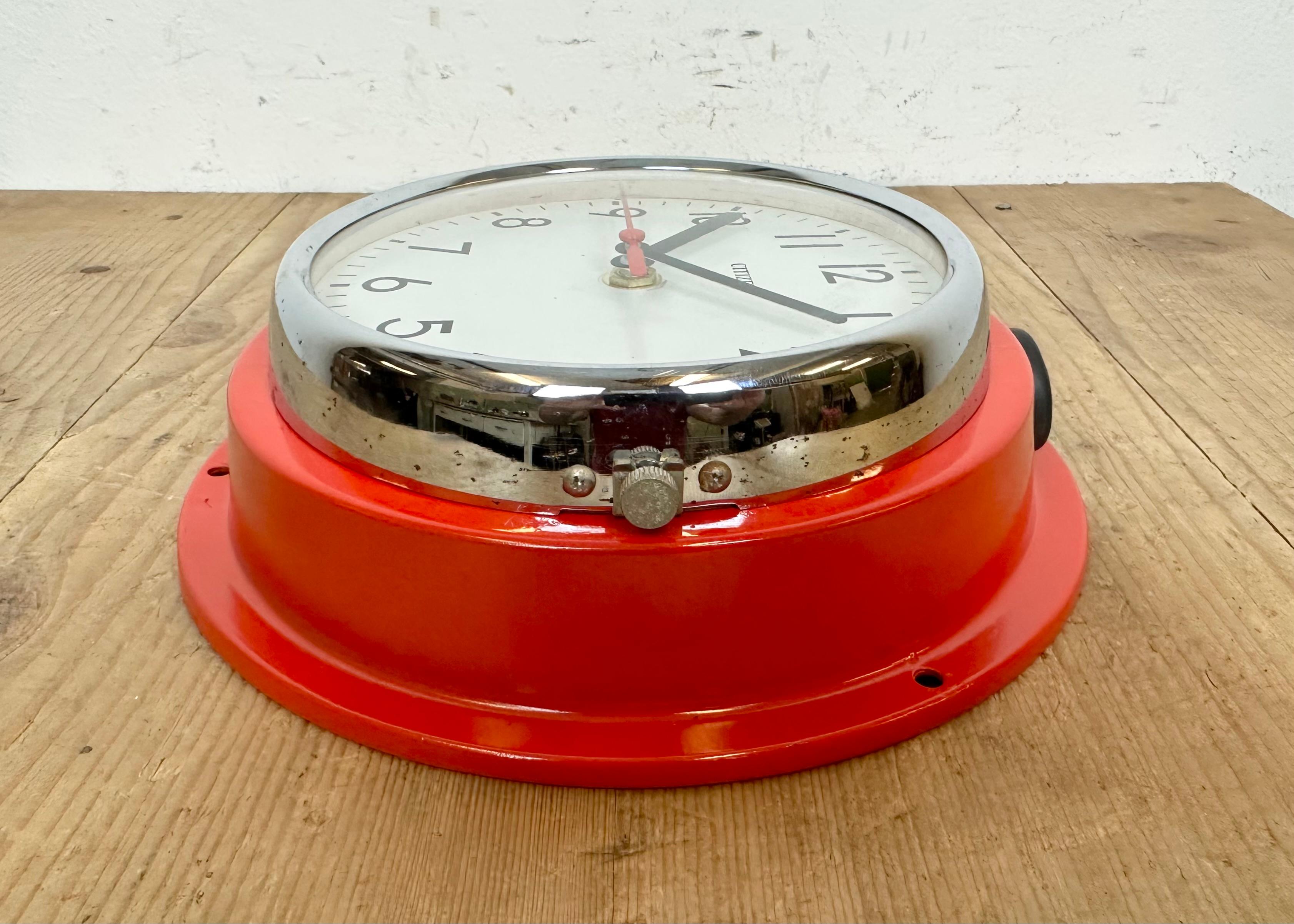Vintage Red Citizen Maritime Wall Clock, 1970s For Sale 4