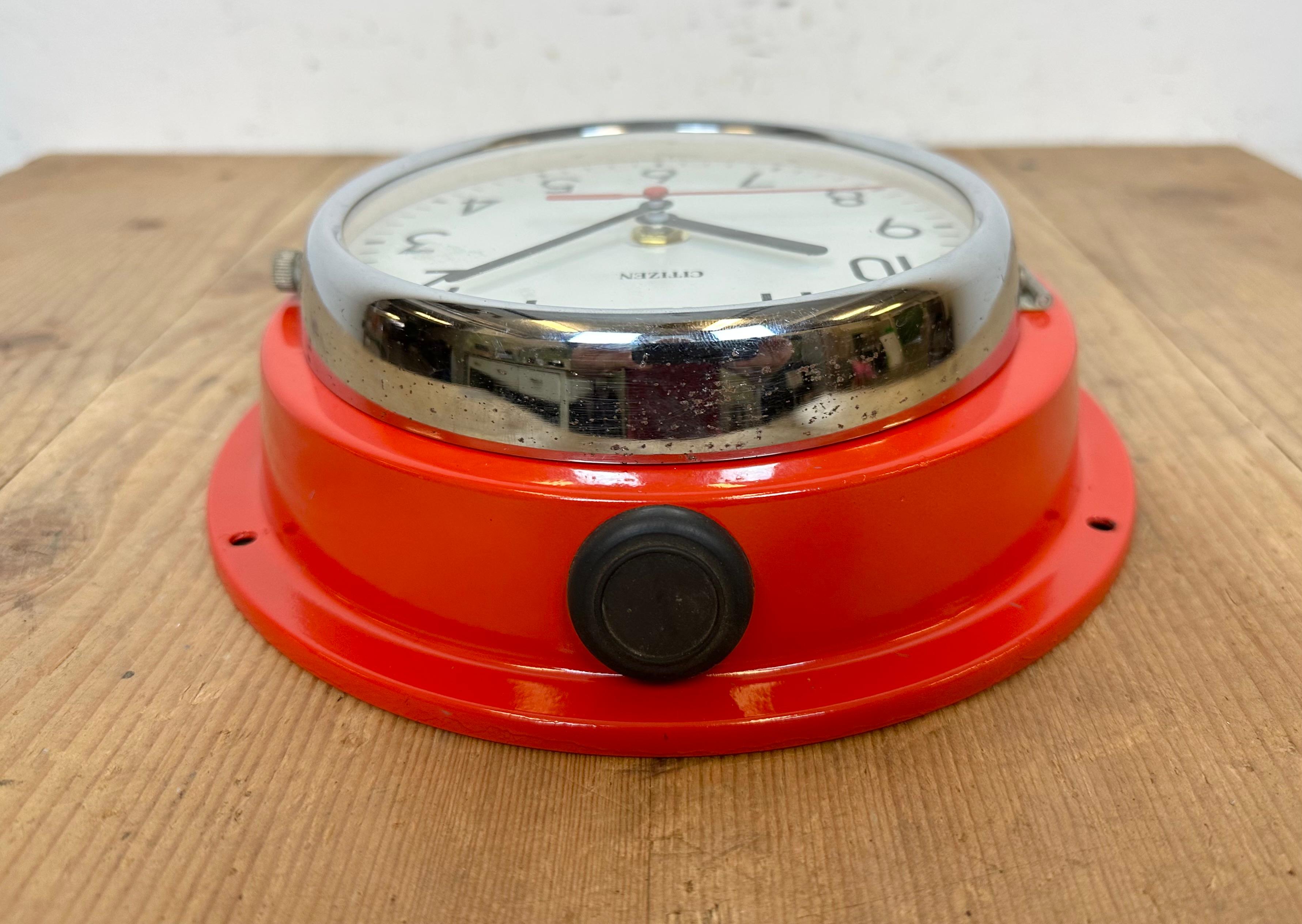 Vintage Red Citizen Maritime Wall Clock, 1970s For Sale 5