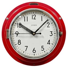 Vintage Red Citizen Navy Wall Clock, 1970s