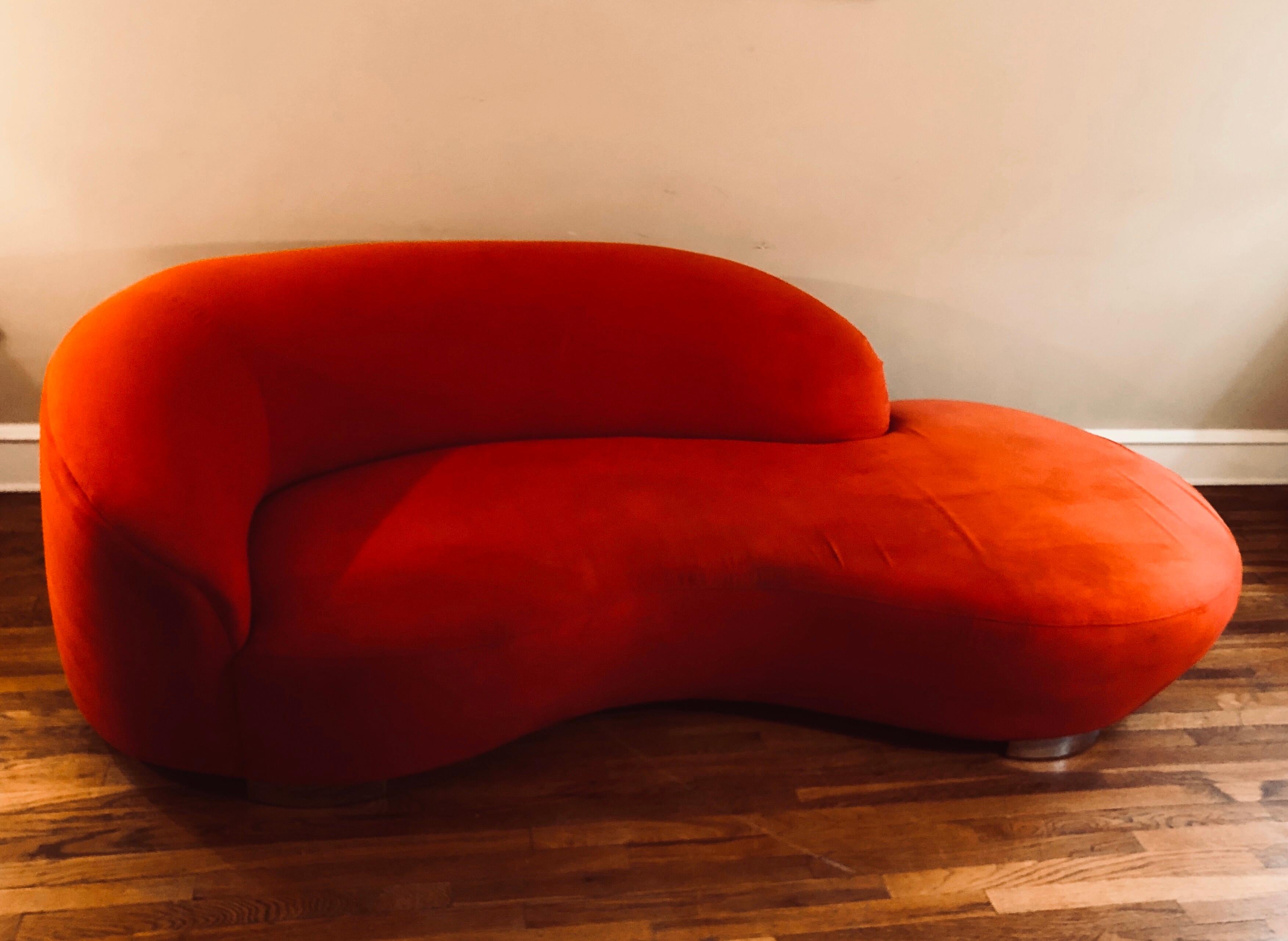 Post-Modern Vintage Red Cloud Sofa Attributed to Vladimir Kagan for Weiman