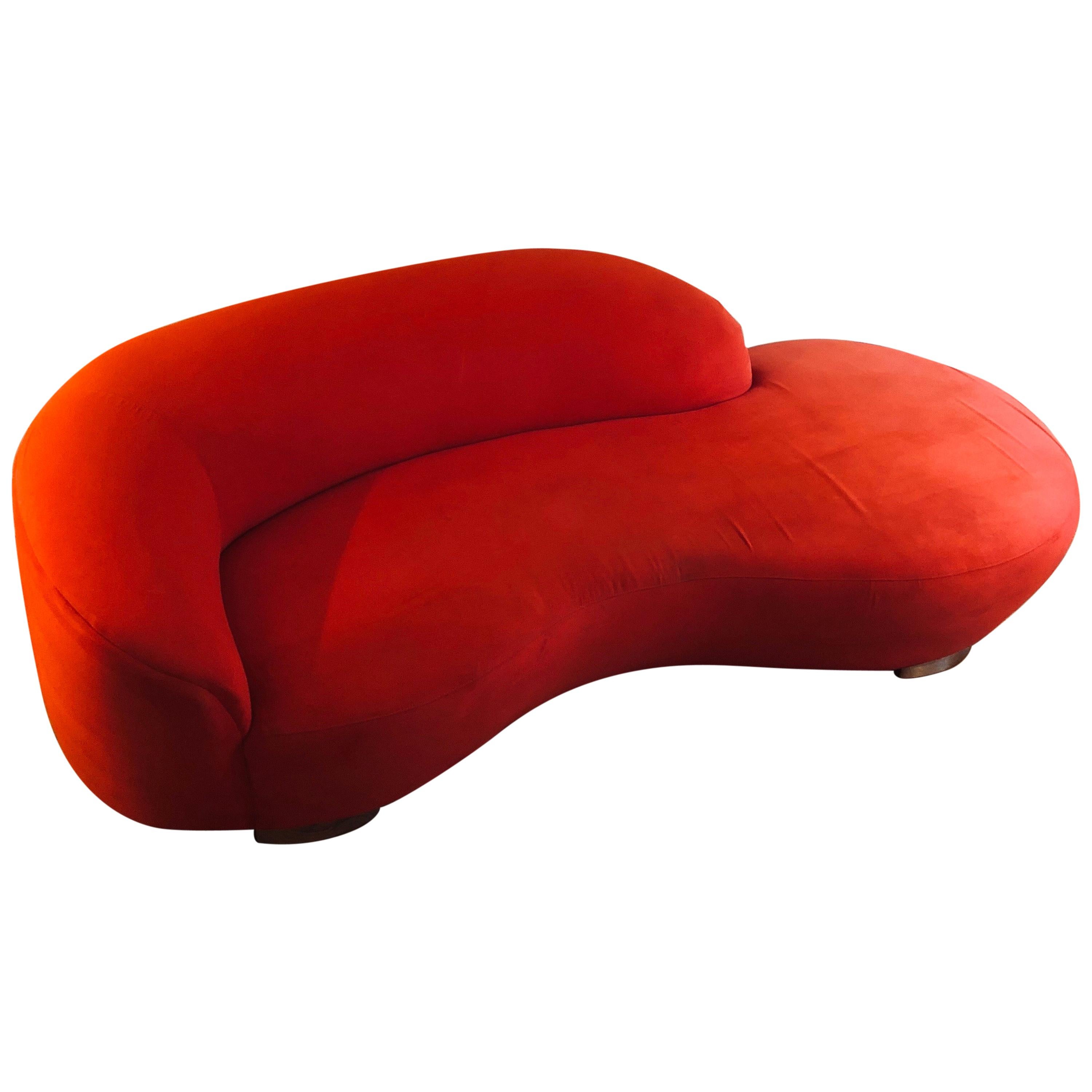 Vintage Red Cloud Sofa Attributed to Vladimir Kagan for Weiman