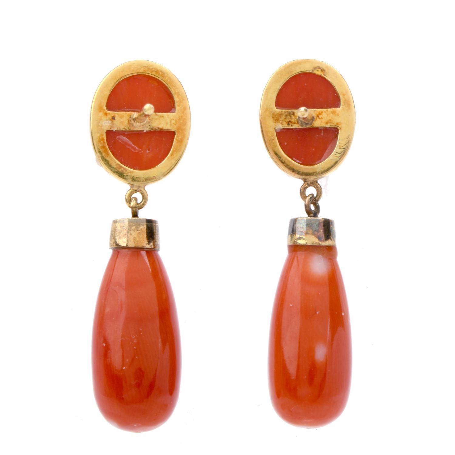 red coral drop earrings