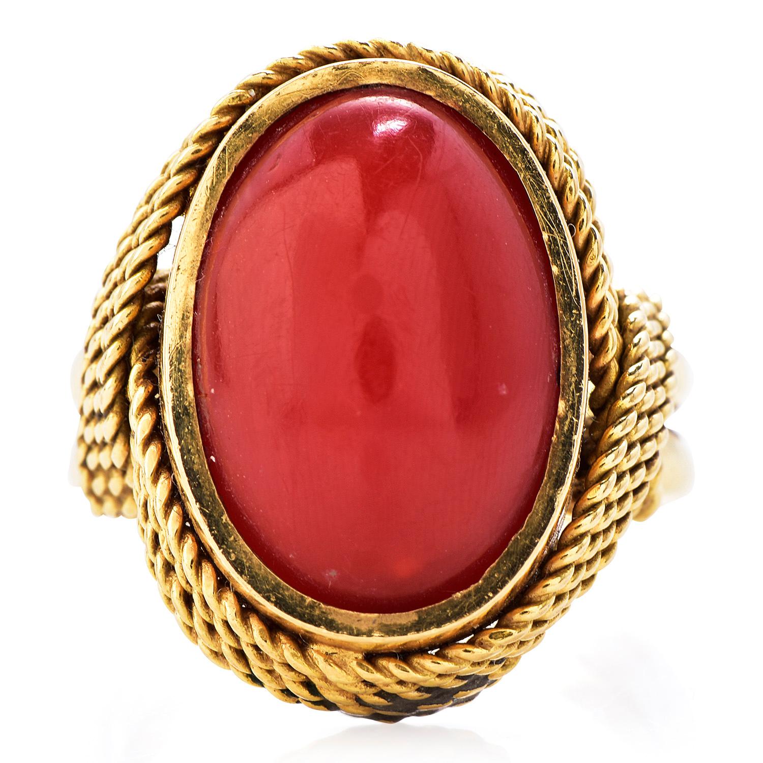 vintage red coral ring