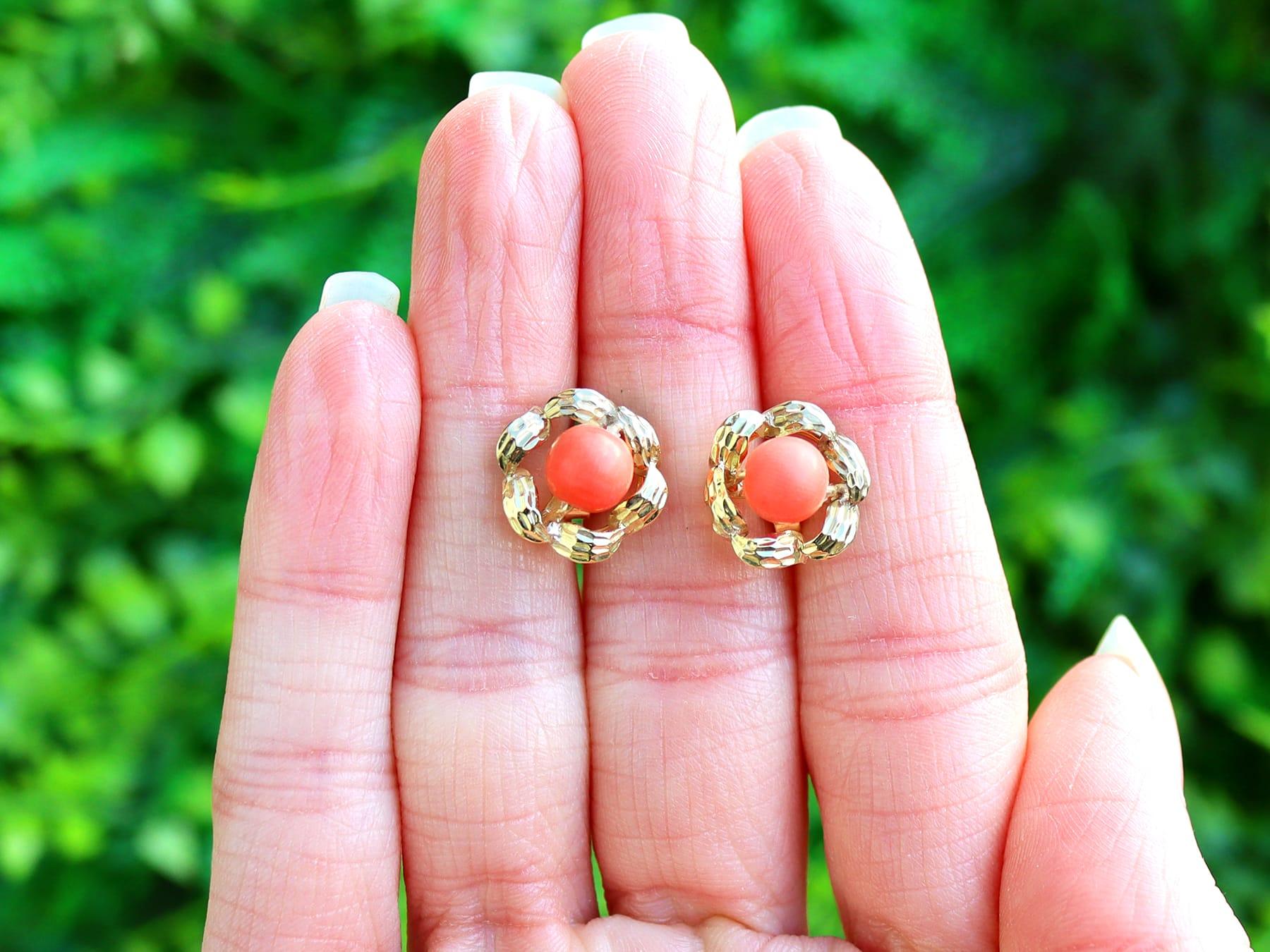 red coral earrings gold