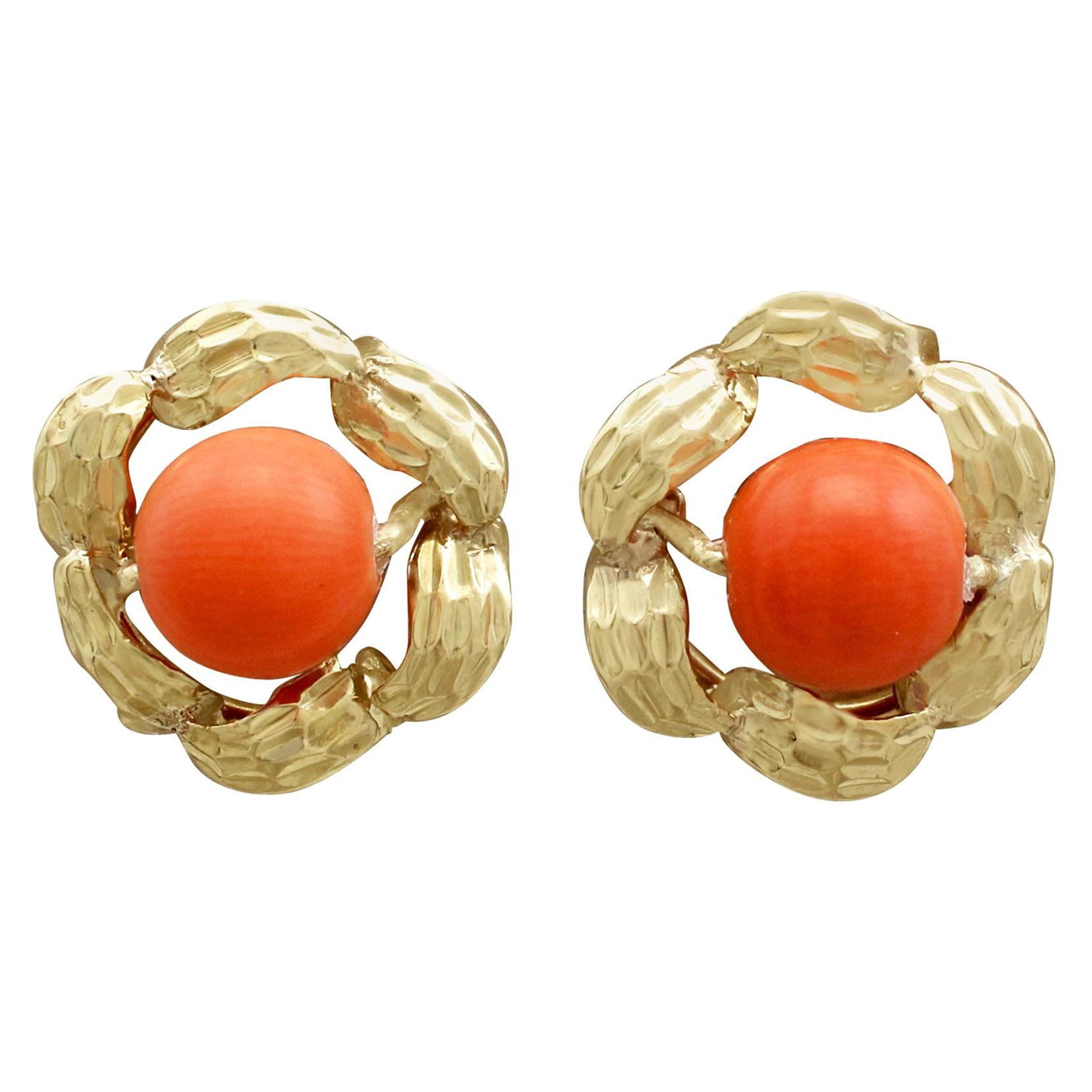 Round Coral Stud Earrings For Sale at 1stDibs