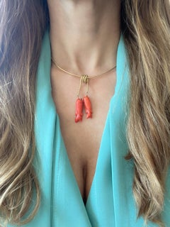 Vintage Red Coral Carved Fish Choker