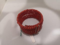 Vintage red coral silver bracelet