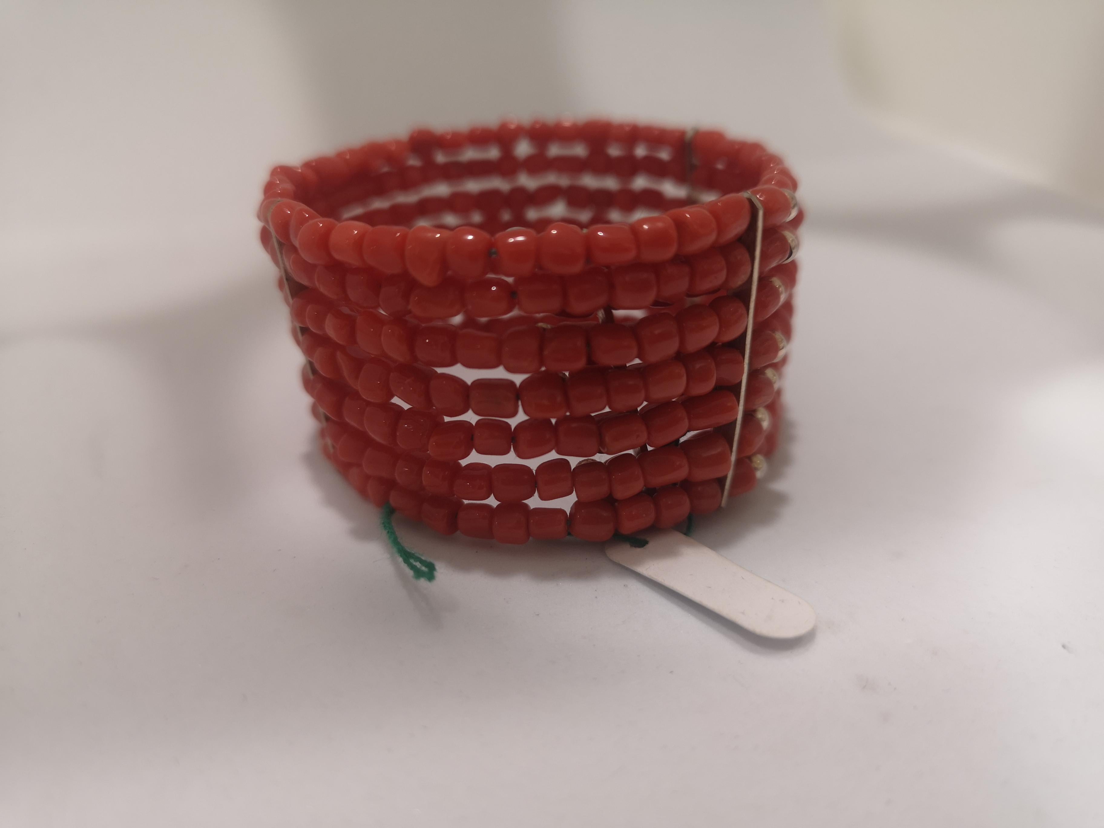 Women's Vintage red coral silver bracelet For Sale