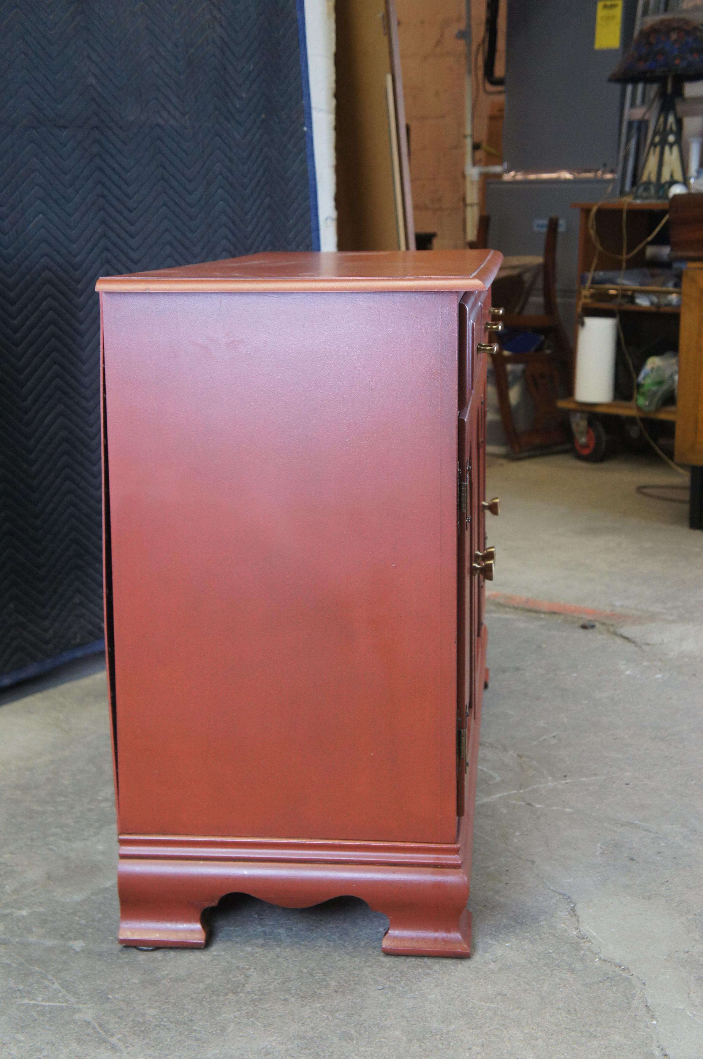 Vintage Red Country Farmhouse Buffet Cabinet Credenza Sideboard Console For Sale 5