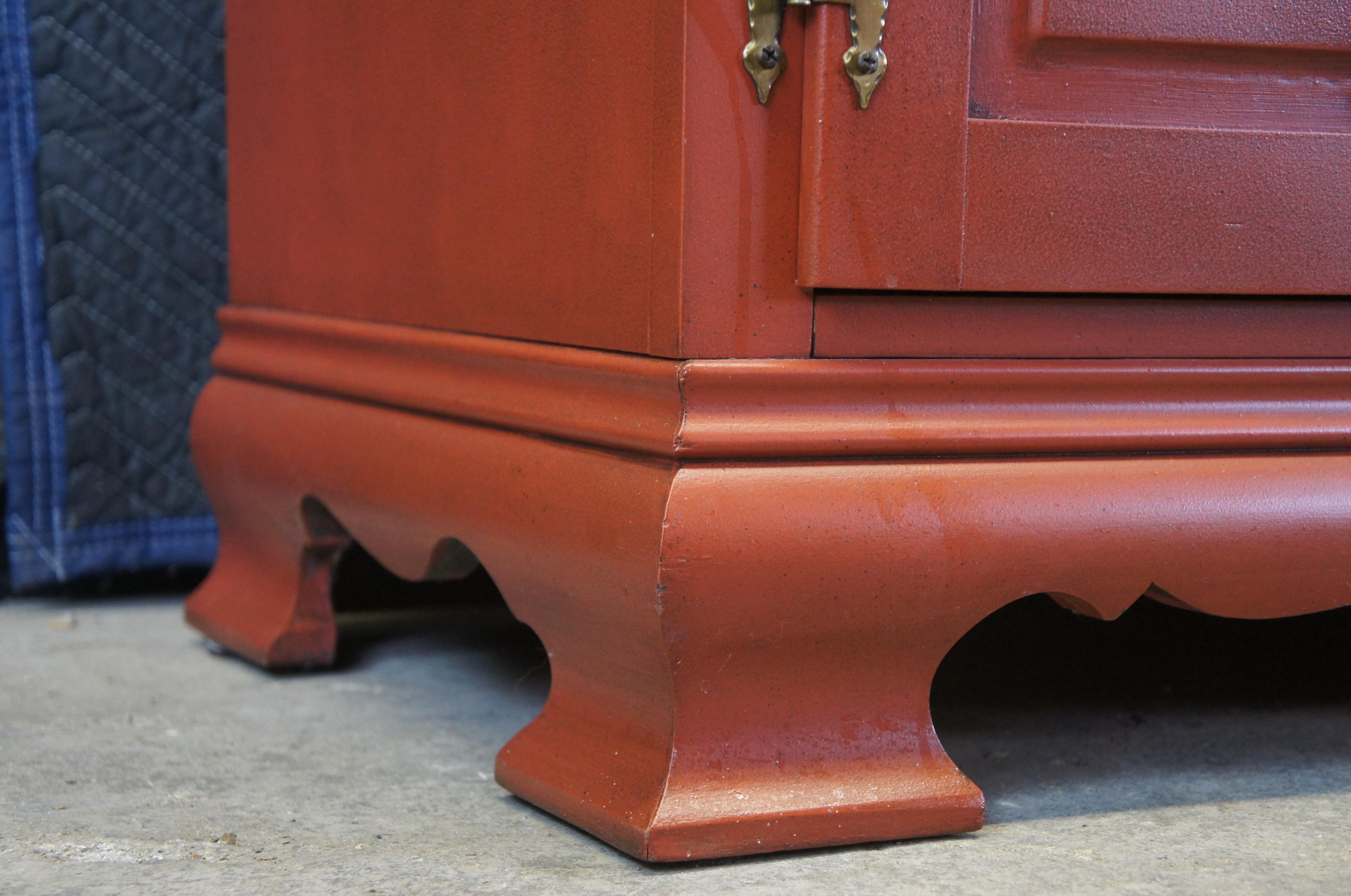 Vintage Red Country Farmhouse Buffet Cabinet Credenza Sideboard Console For Sale 3