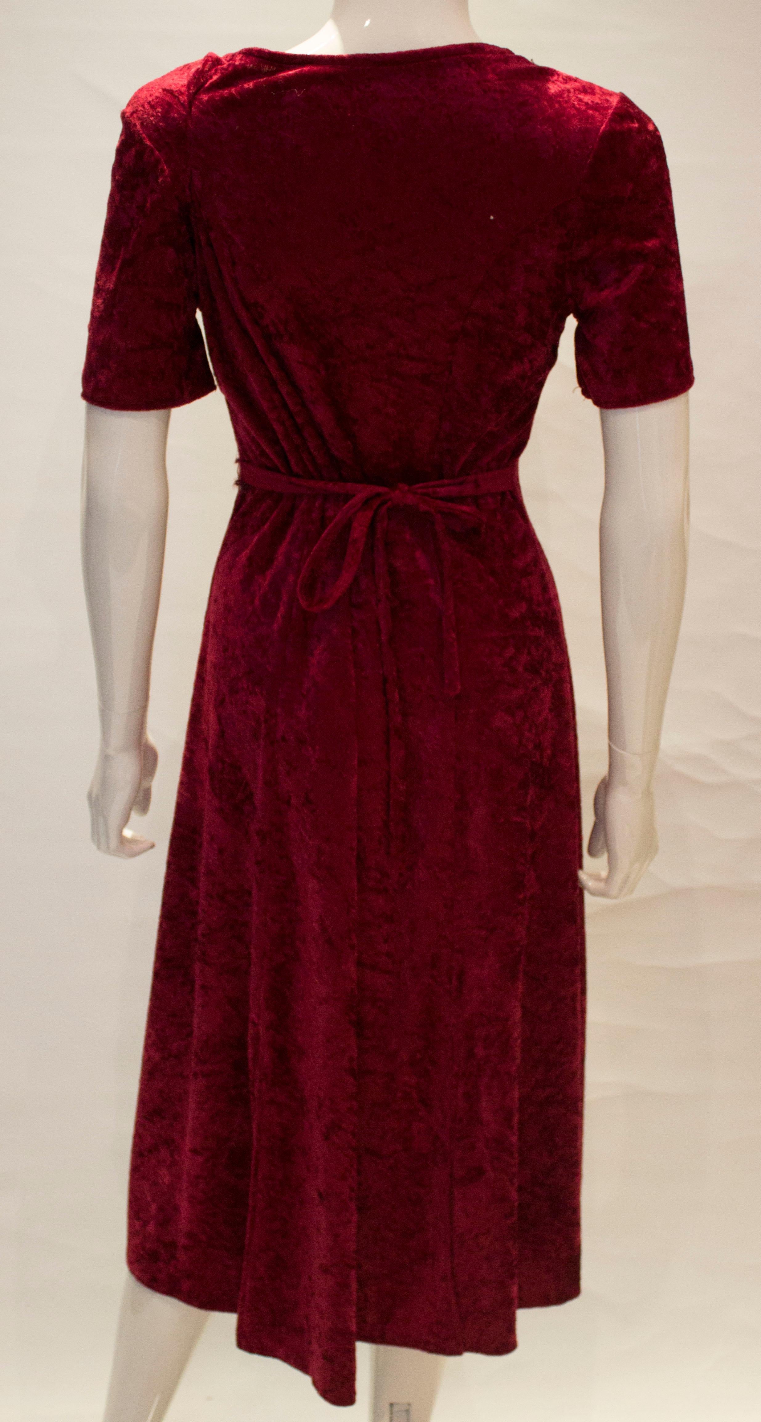 Women's Vintage Red Crushed Velvet Dress