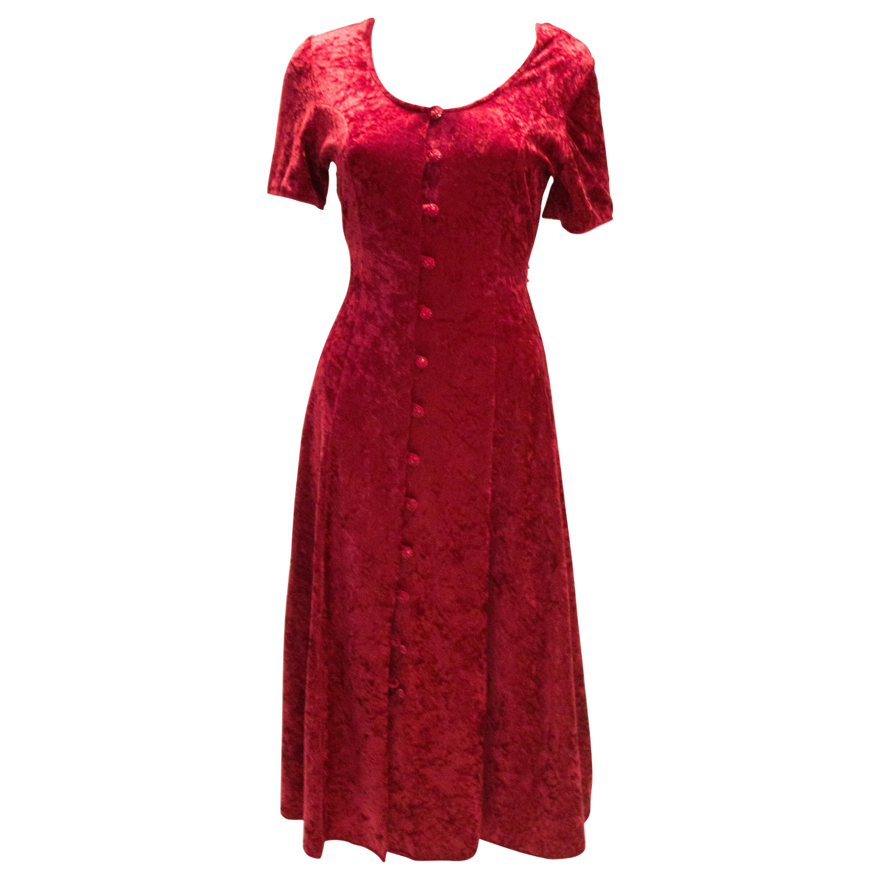 Vintage Red Crushed Velvet Dress