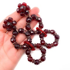 Vintage Red Crystal Cascade Statement Earrings 1960s