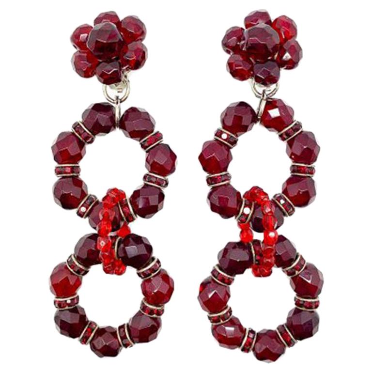 Wine Red Cascade Earrings