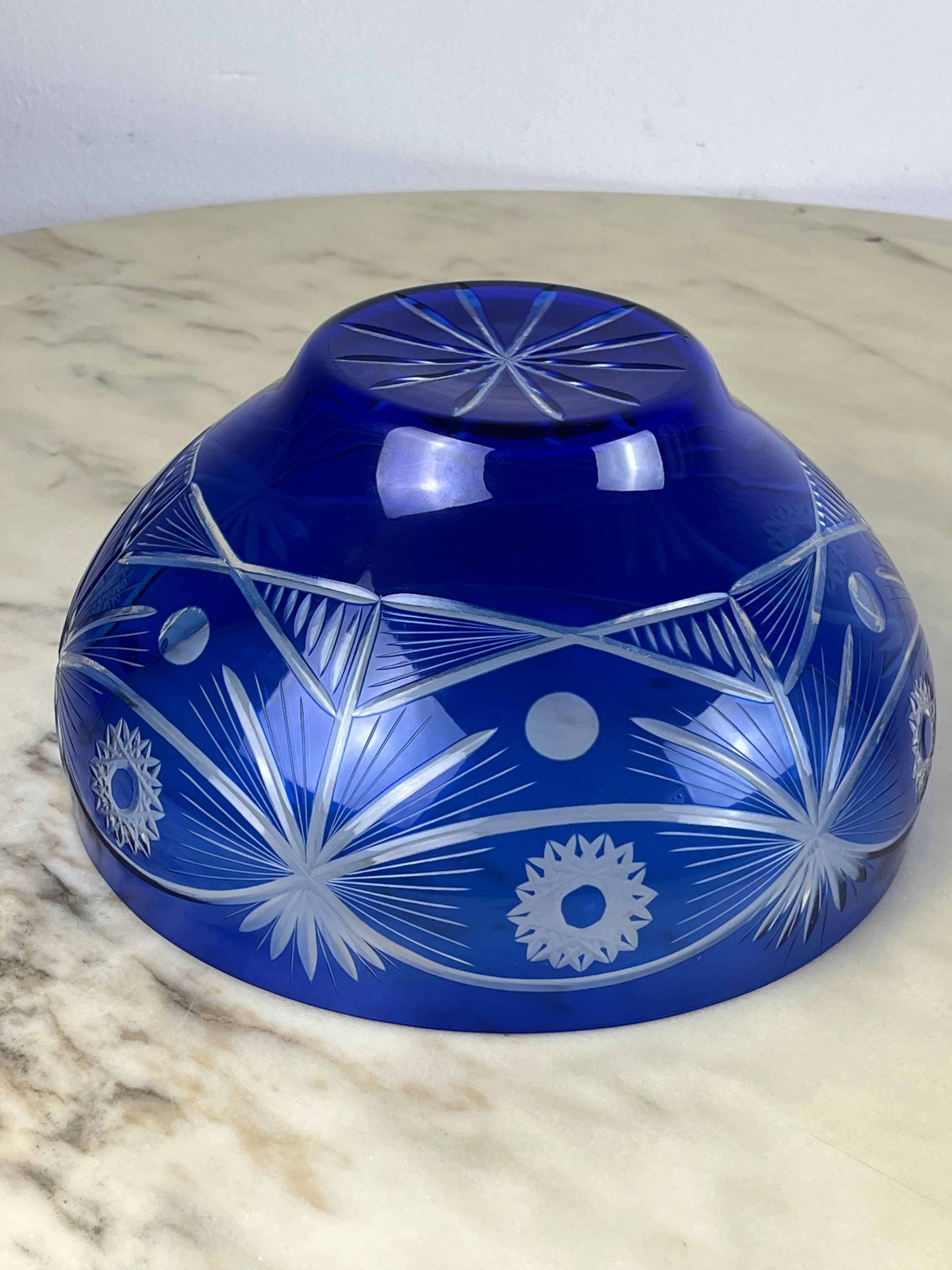 Italian Vintage Blue Crystal Centrepiece, Italy, 1980s