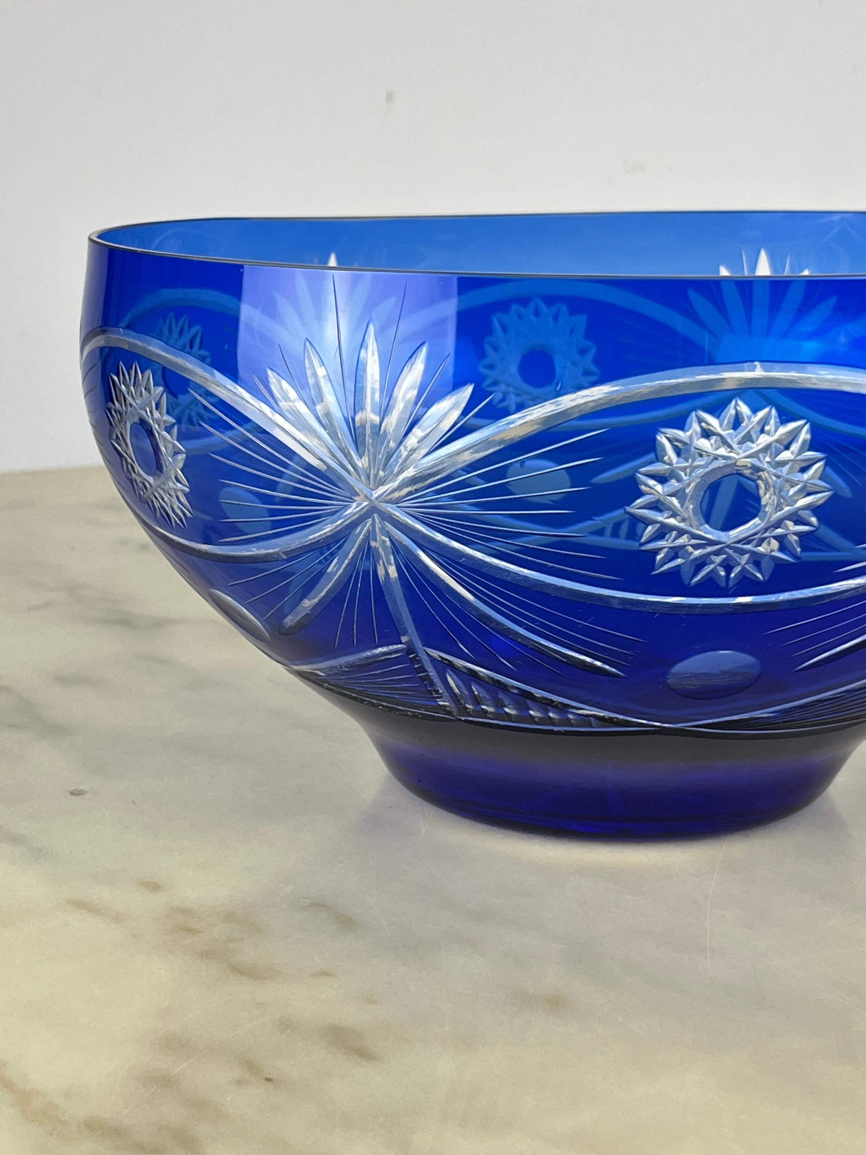 Vintage Blue Crystal Centrepiece, Italy, 1980s In Excellent Condition In Palermo, IT
