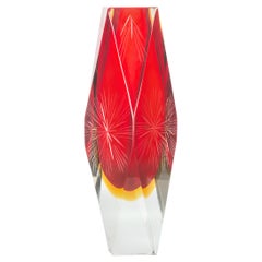 Vintage Red Crystal Vase, Italy, 1970s