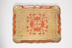 Roter dekorativer Vintage-Holzteller, Italien, 1960er Jahre