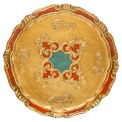 Retro Red Decorative Wood Plate, Italy, 1960s