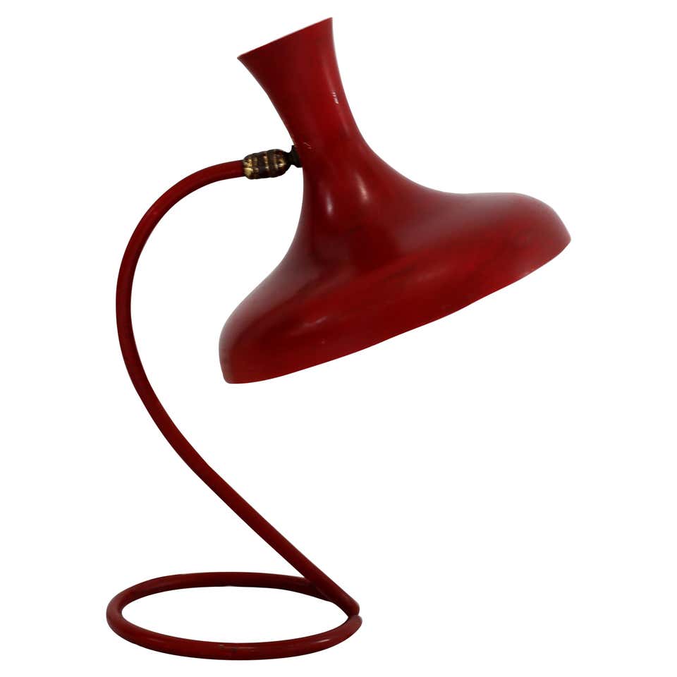 Red Desk, Table Lamp by Luxo For Sale at 1stdibs