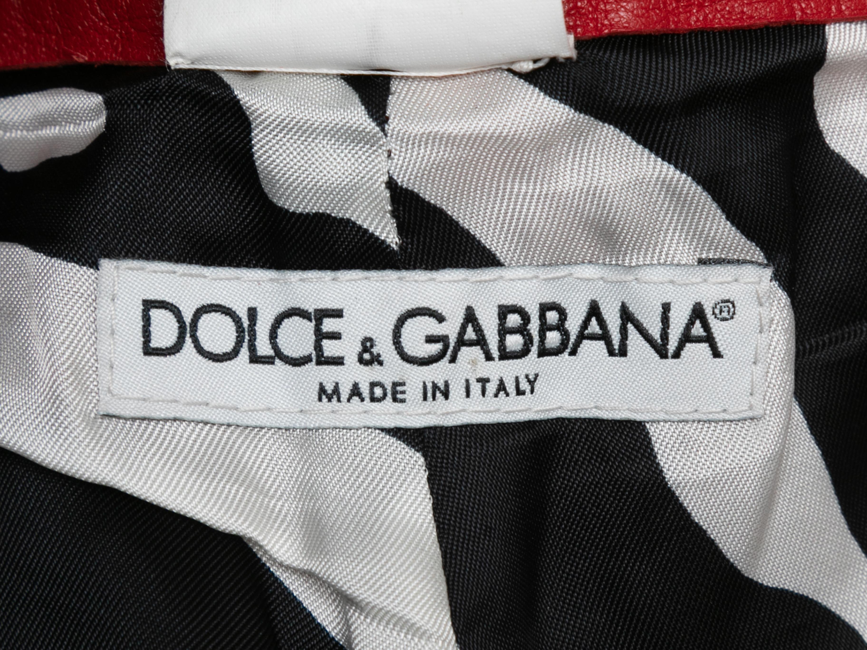 Vintage Red Dolce & Gabbana Leather Pants Size US S/M In Good Condition For Sale In New York, NY