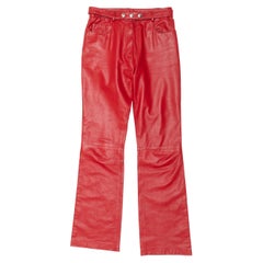 Dolce & Gabbana Pantalon en cuir rouge vintage, taille US S/M