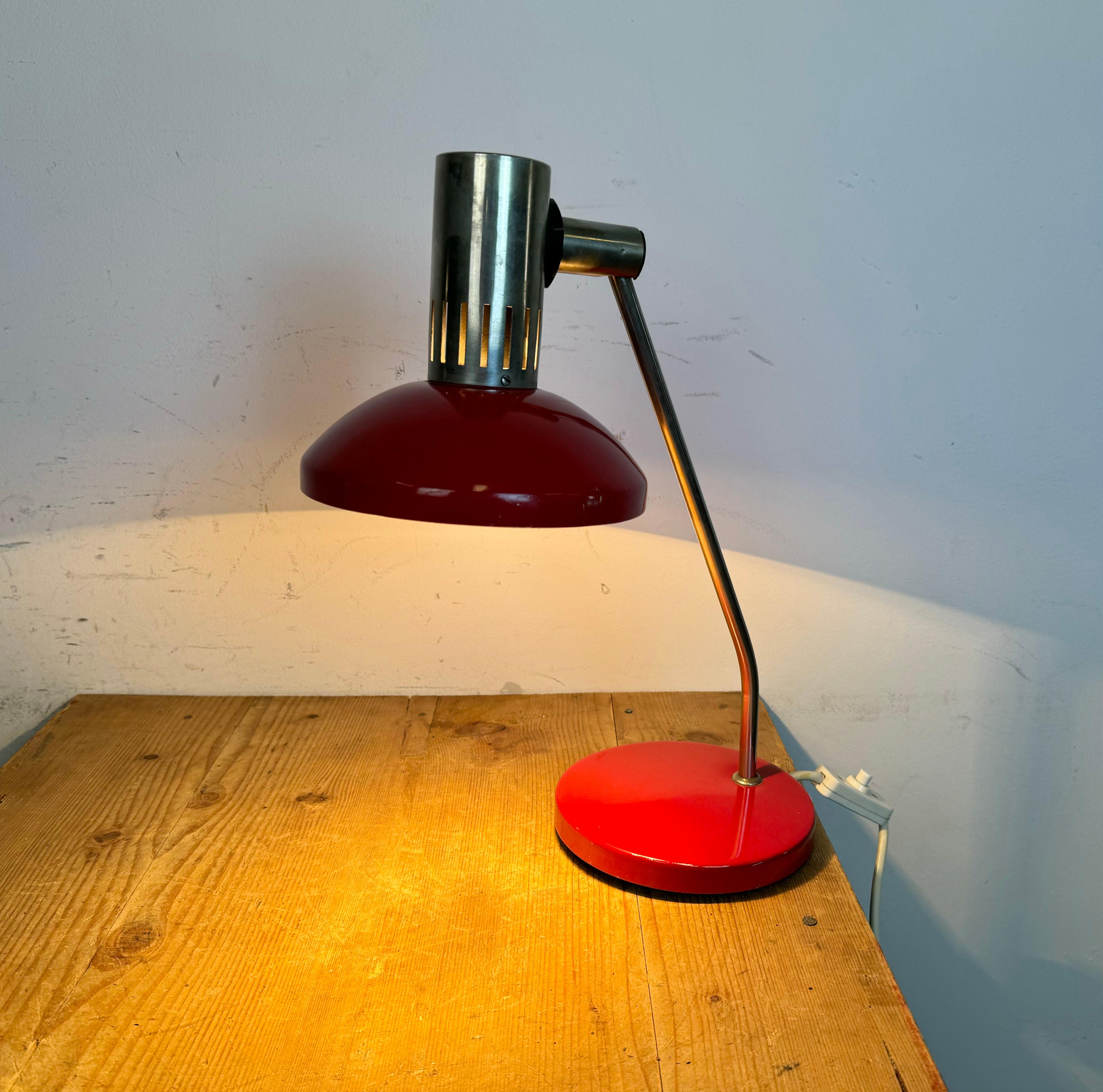 Vintage Red East German Table Lamp from AKA Leuchten, 1970s For Sale 13