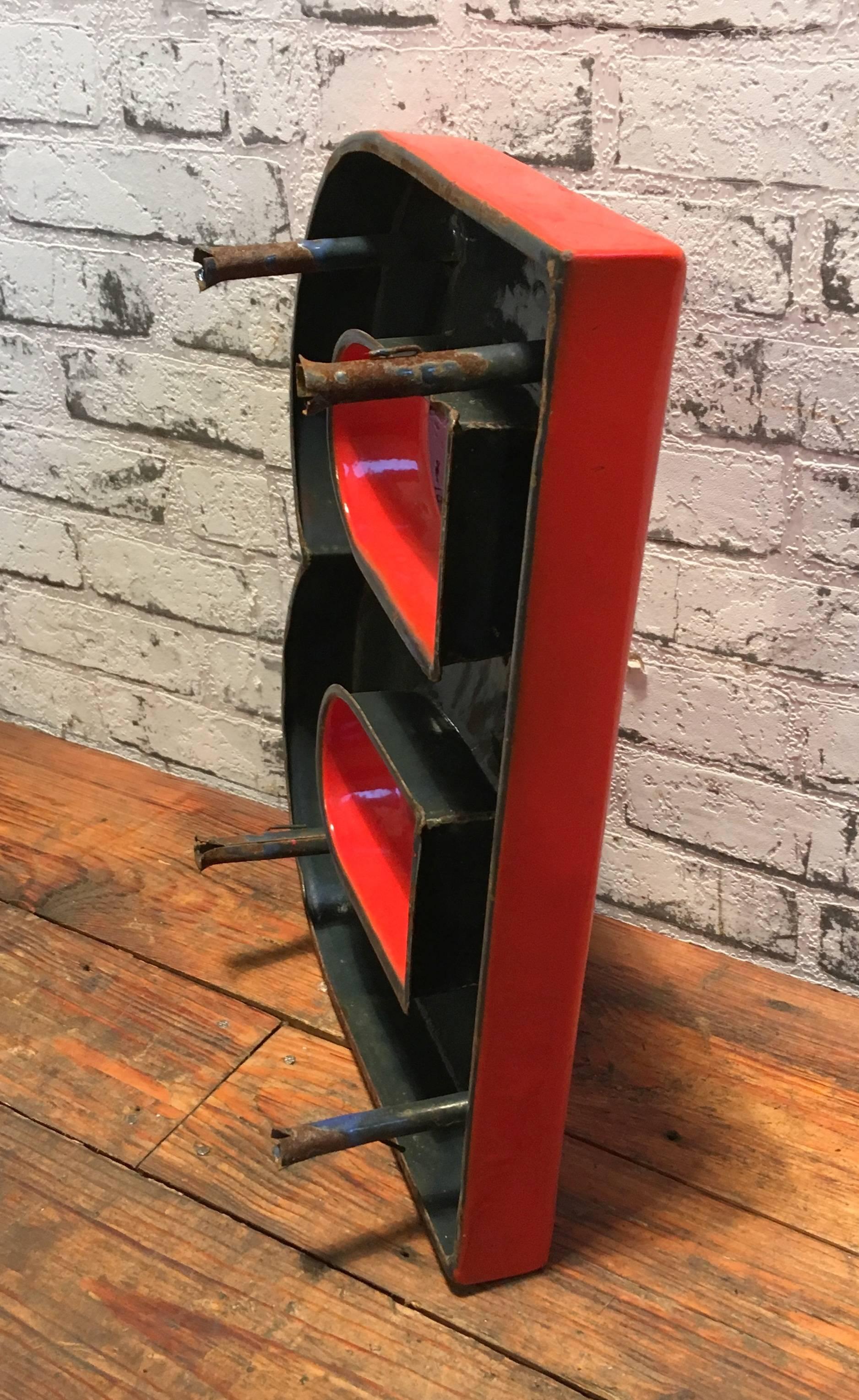 Industrial Vintage Red Enamel Letter B, 1930s