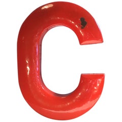 Vintage Red Enamel Letter C, 1930s