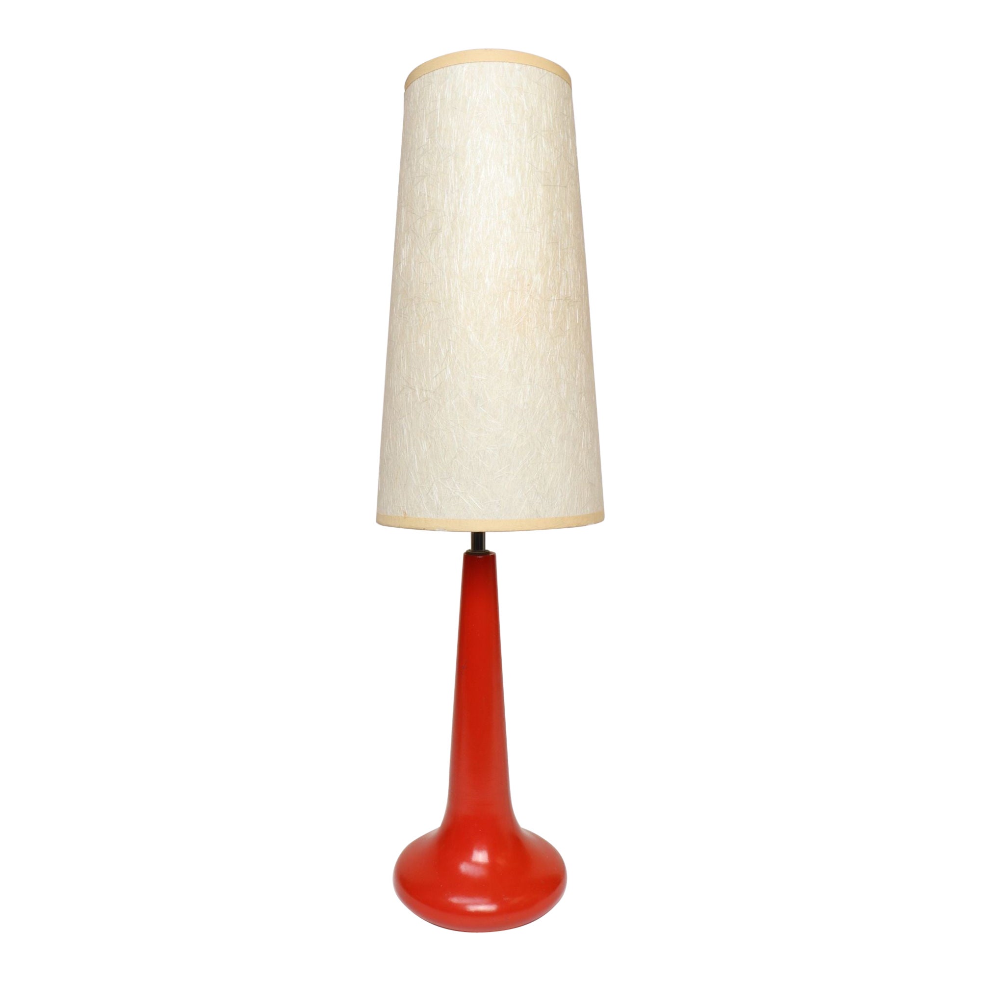 Vintage Red Enameled Aluminum Table Lamp by Robert Sonneman For Sale