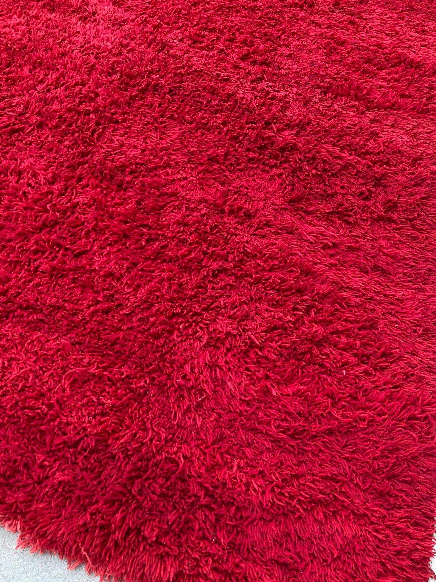 Vintage Red Ethnic Moroccan Fluffy Rug Bed of Roses For Sale 1