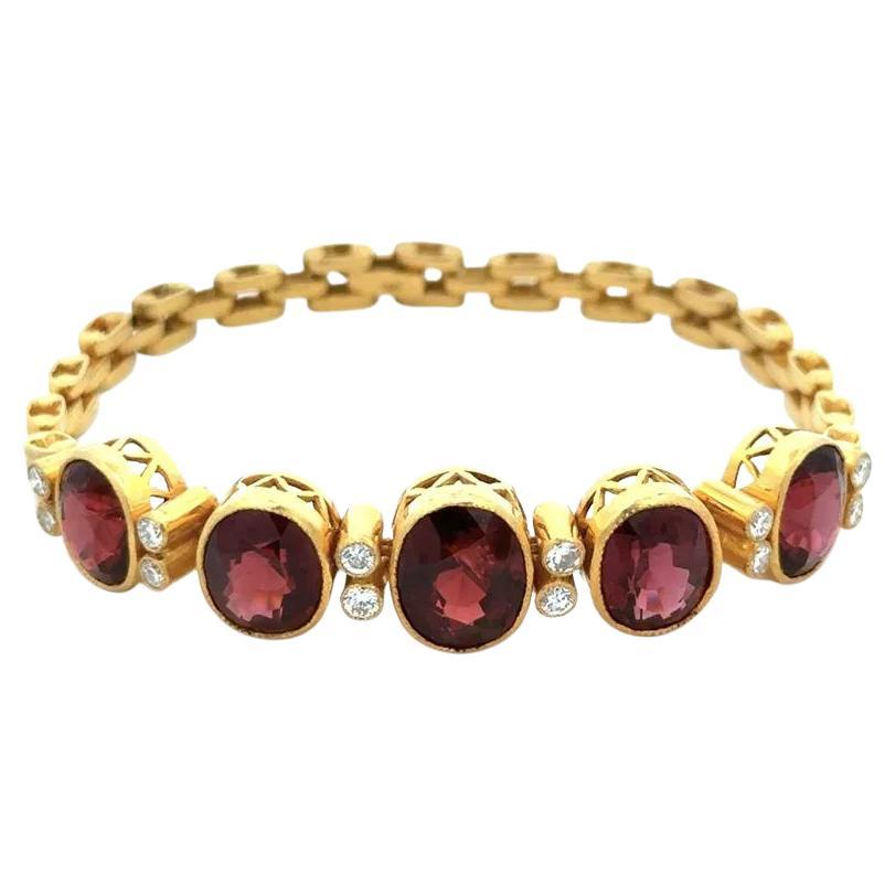 Vintage Rot Granat und Diamant Gold Statement-Armband