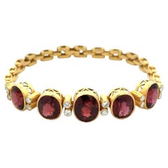 Vintage Rot Granat und Diamant Gold Statement-Armband