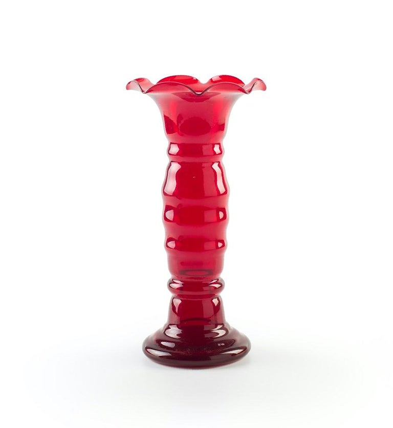 Vintage Red Glass Goblet Vase, Northern Europe, 1970 at 1stDibs