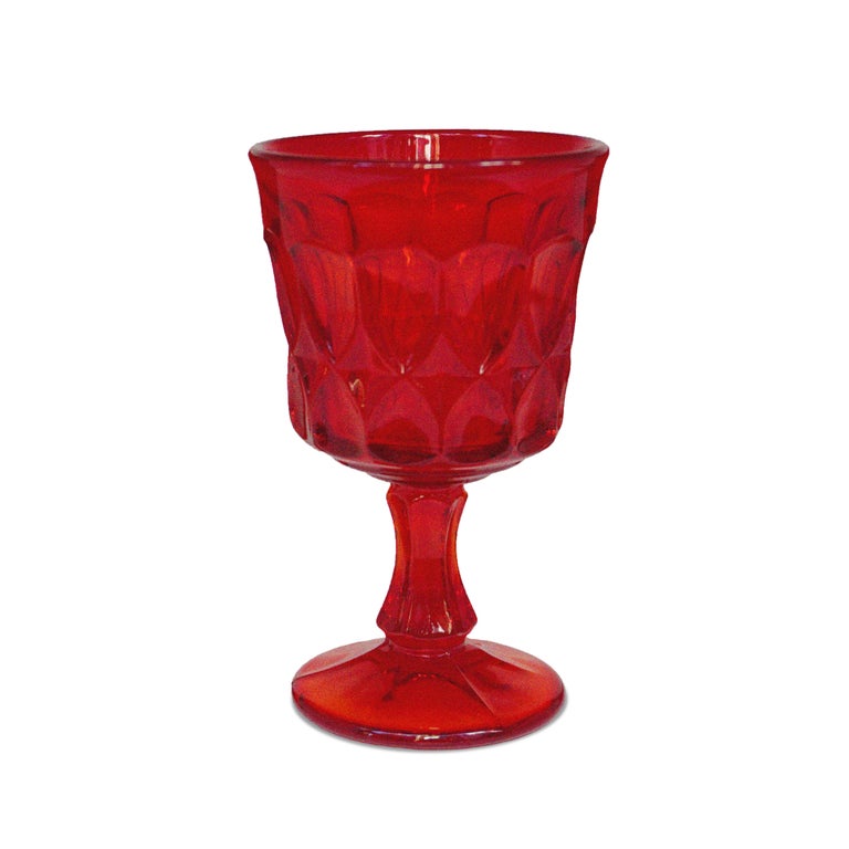 Vintage Red Glass Goblets, Represented by Tuleste Factory For Sale at