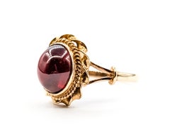 Vintage Rotglas Solitär Ring in 9k Gelbgold