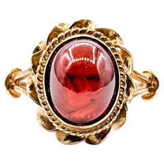 Vintage Rotglas Solitär Ring in 9k Gelbgold