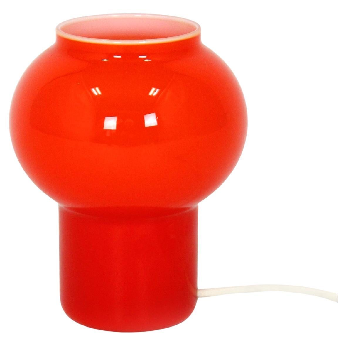 Vintage Red Glass Table Lamp attributed to Štěpán Tabery, Czechoslovakia, 1970s