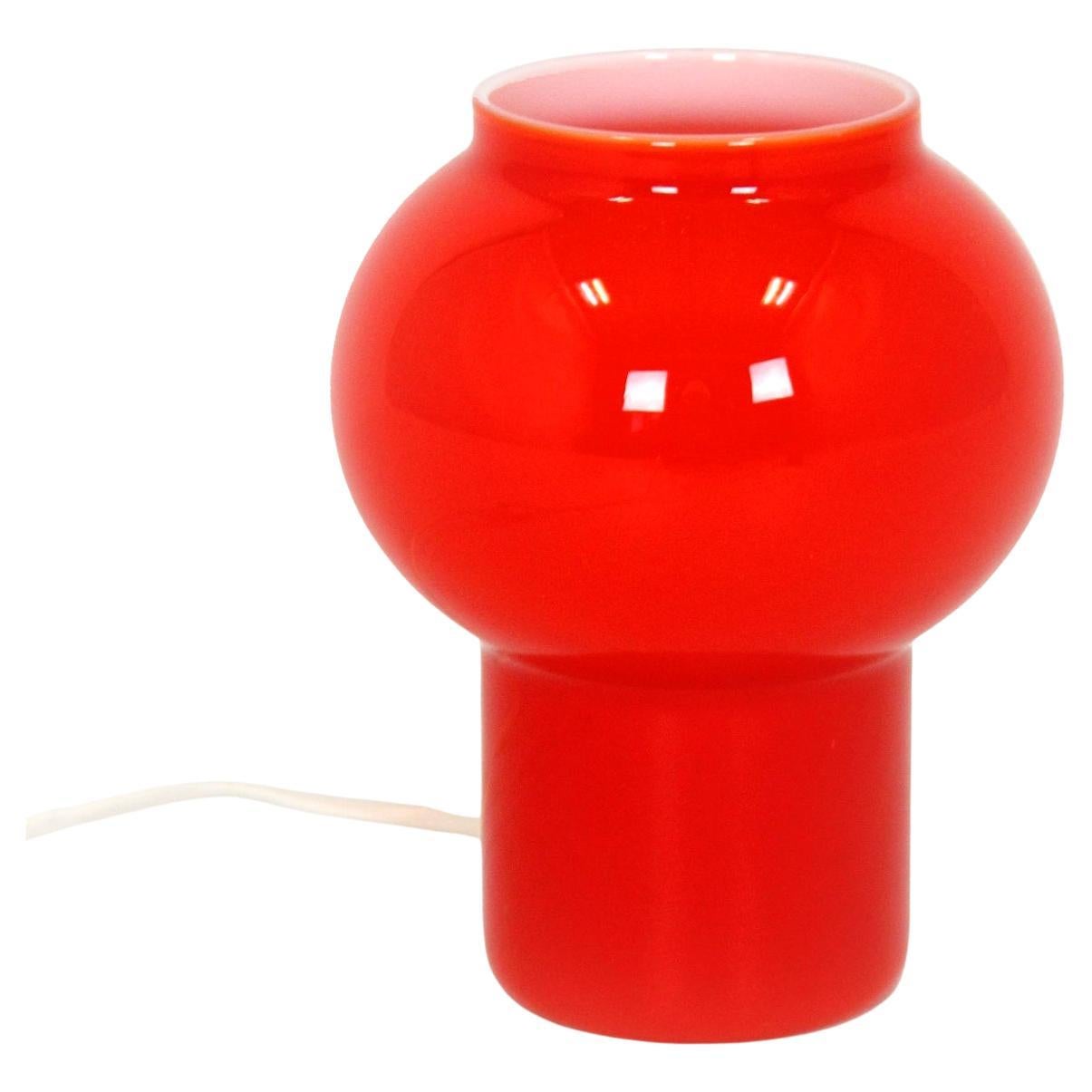 Vintage Red Glass Table Lamp attributed to Štěpán Tabery, Czechoslovakia, 1970s For Sale