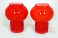 Vintage Red Glass Table Lamps attributed to Štěpán Tabery, Czechoslovakia, 1970s