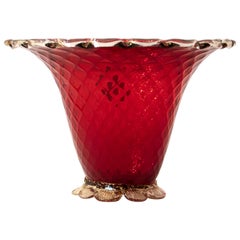 Vintage Red Glass Vase by Ferro & Lazzarini, Italy, 1940s