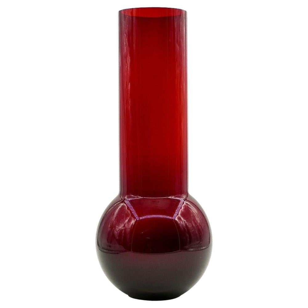 Vintage Red Glass Vase, Northern Europe, 1970s