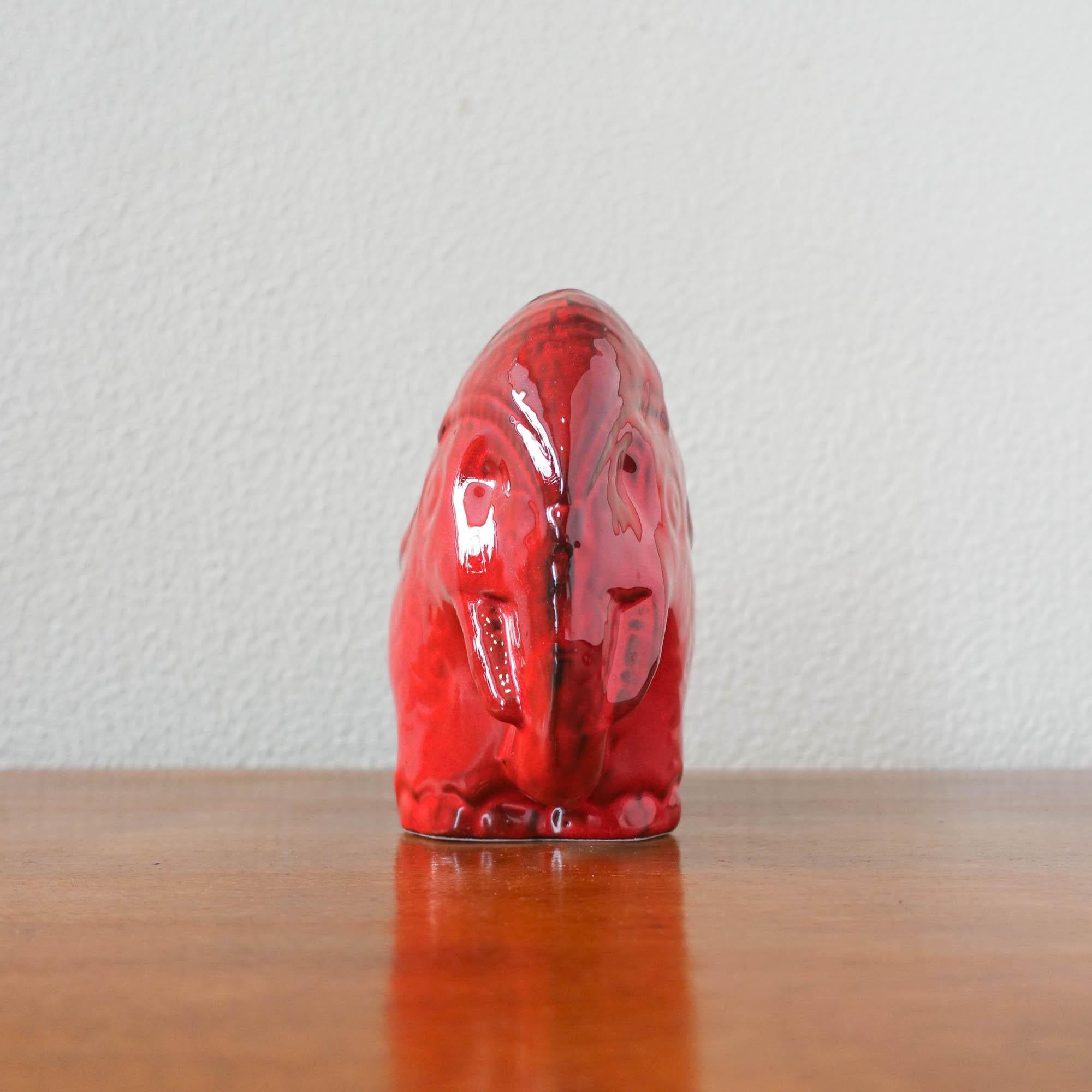 Mid-Century Modern Éléphant vintage en céramique à glaçure rouge de style Bitossi, années 1970 en vente