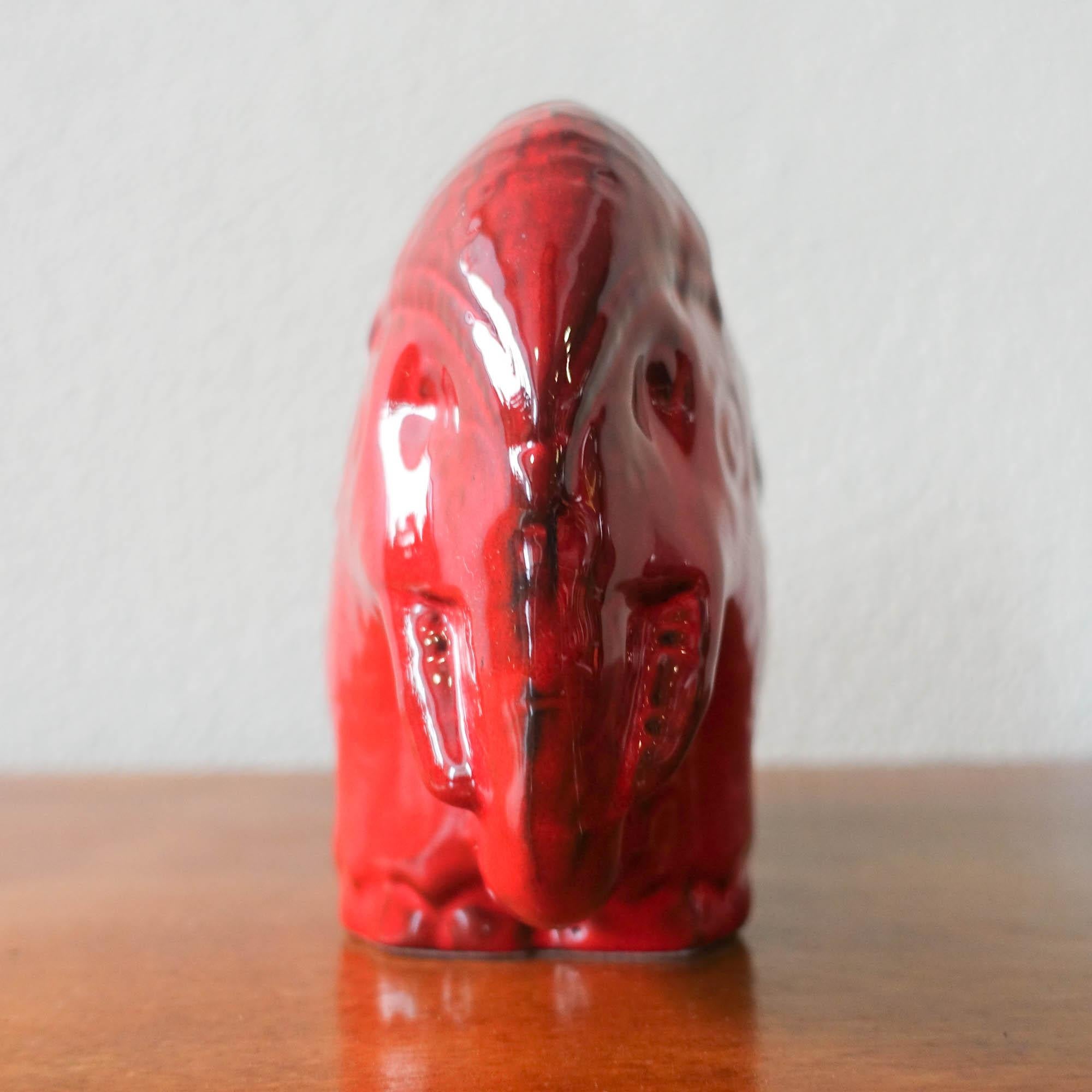 Éléphant vintage en céramique à glaçure rouge de style Bitossi, années 1970 en vente 2