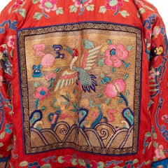 VINTAGE red gold Traditional Chinese motif embroidery brocade silk coat