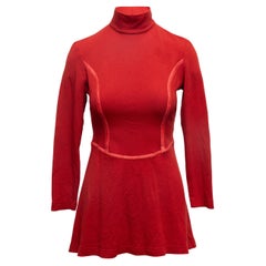Vintage Red Gucci Leather-Trimmed Mini Dress Size US M