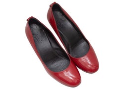 Vintage Red Gucci Patent Wedge Pumps