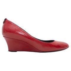 Vintage Red Gucci Patent Wedge Pumps