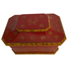 Vintage Red Hand Painted Chinoiserie Box